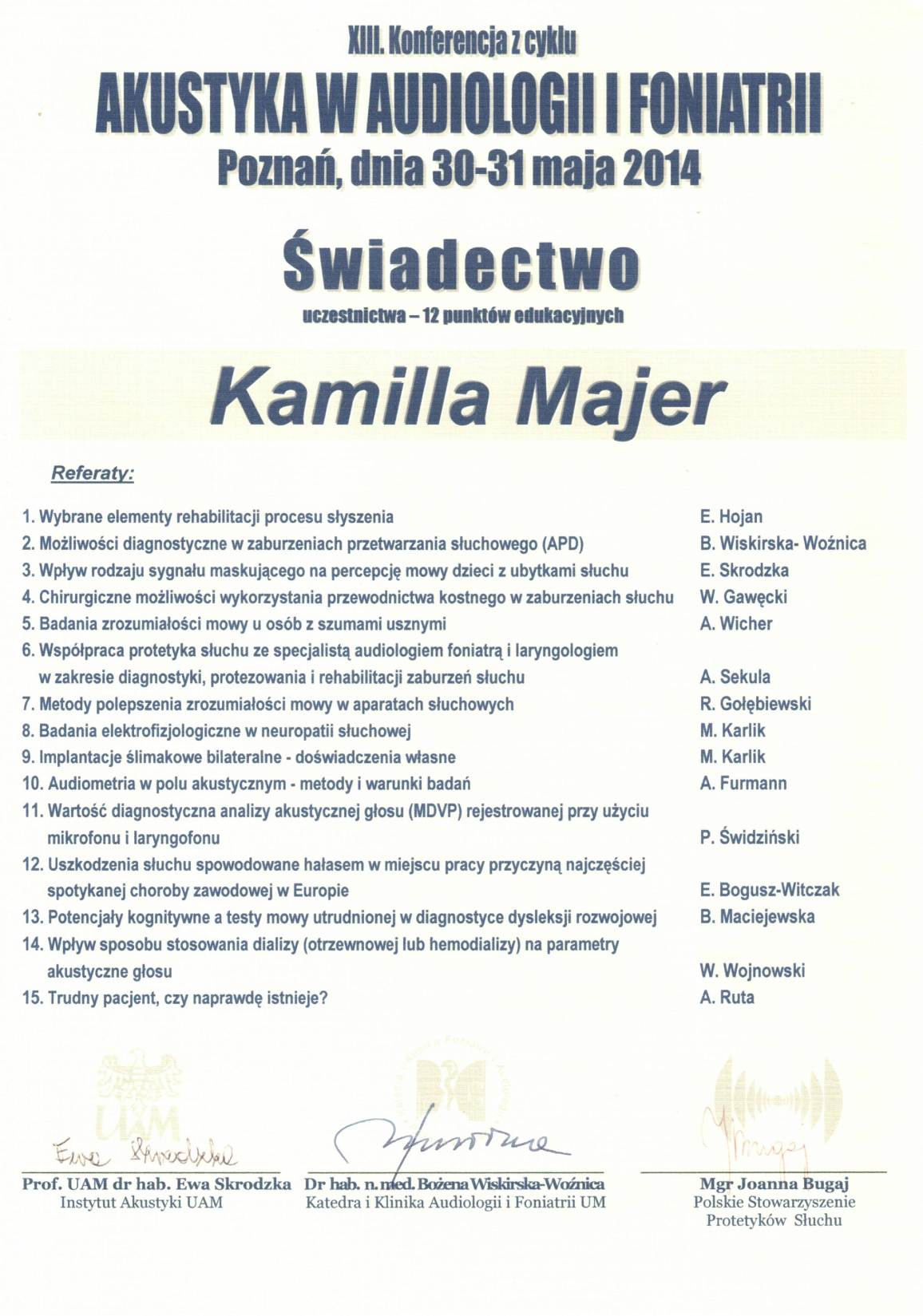 badanie słuchu dorosły Wieluń